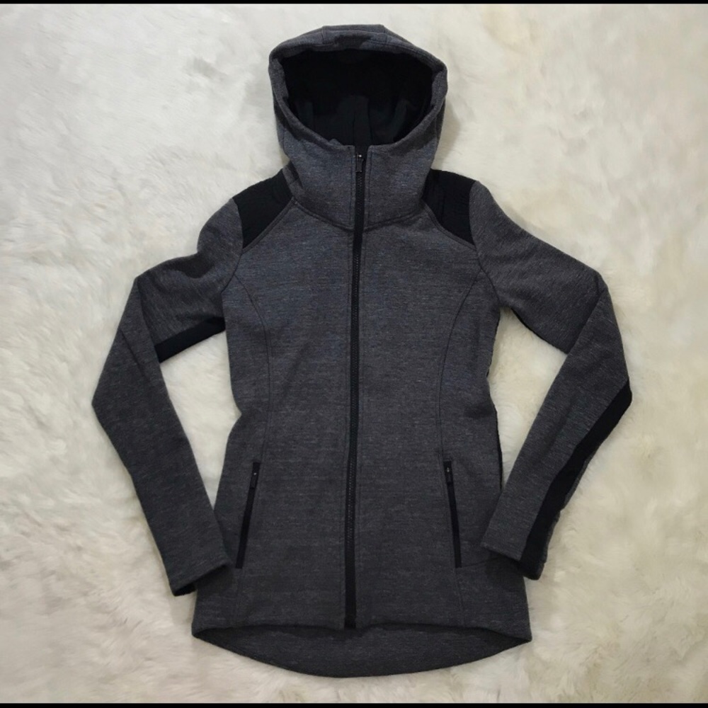 Athleta Stronger Hoodie Jacket Charcoal Heather XS